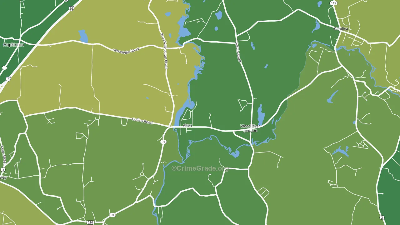 Wood River Junction, RI Map of Drug-Related Crime Rates