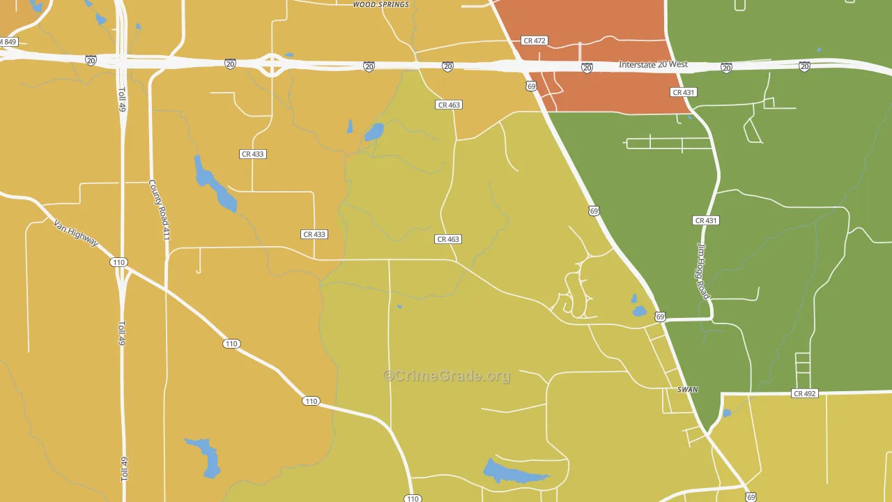 Wood Springs, TX Map of Drug-Related Crime Rates