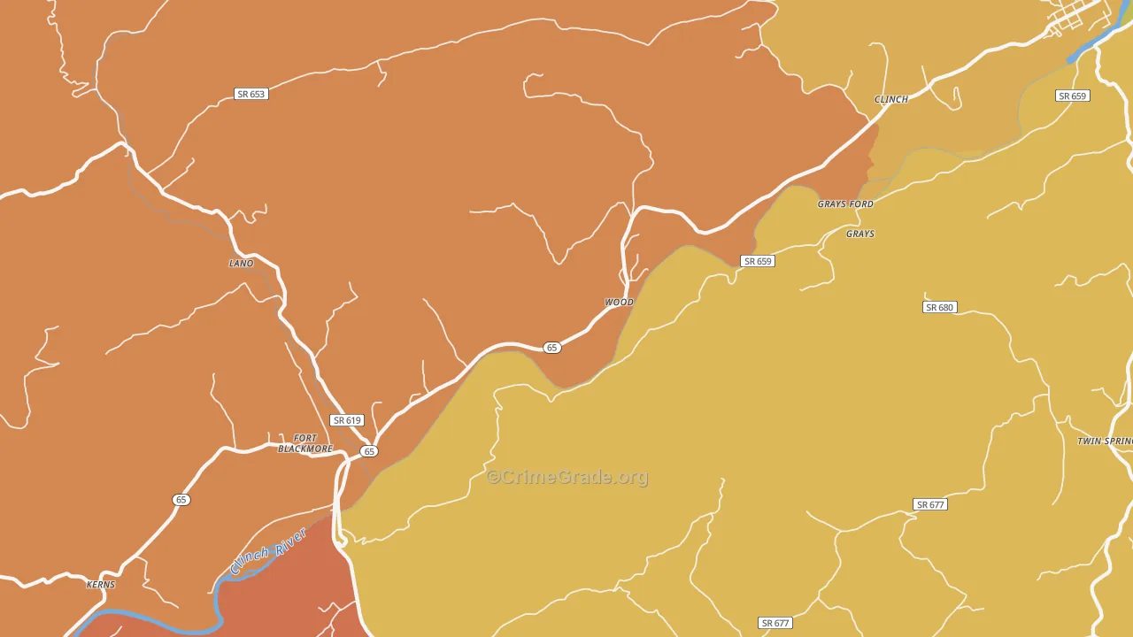 Wood, VA Map of Drug-Related Crime Rates