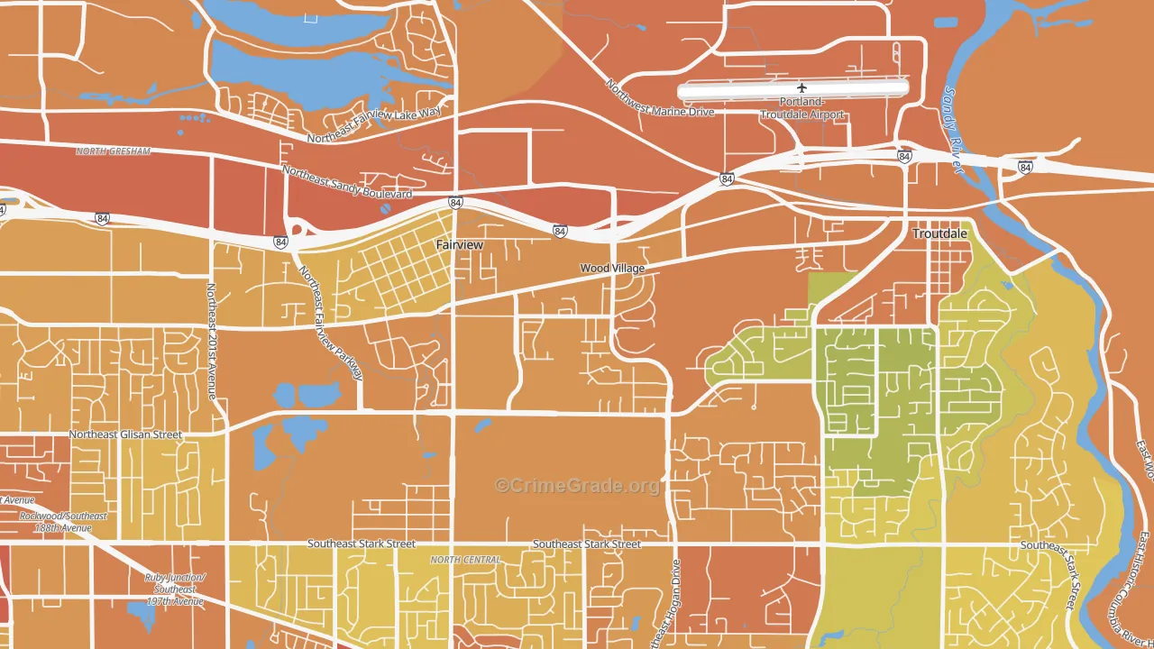 Wood Village, OR Map of Drug-Related Crime Rates