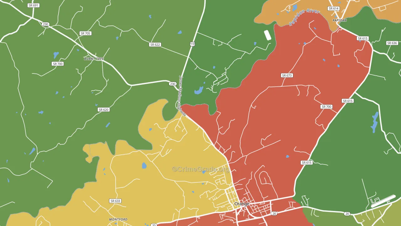 Woodberry Forest, VA Map of Drug-Related Crime Rates