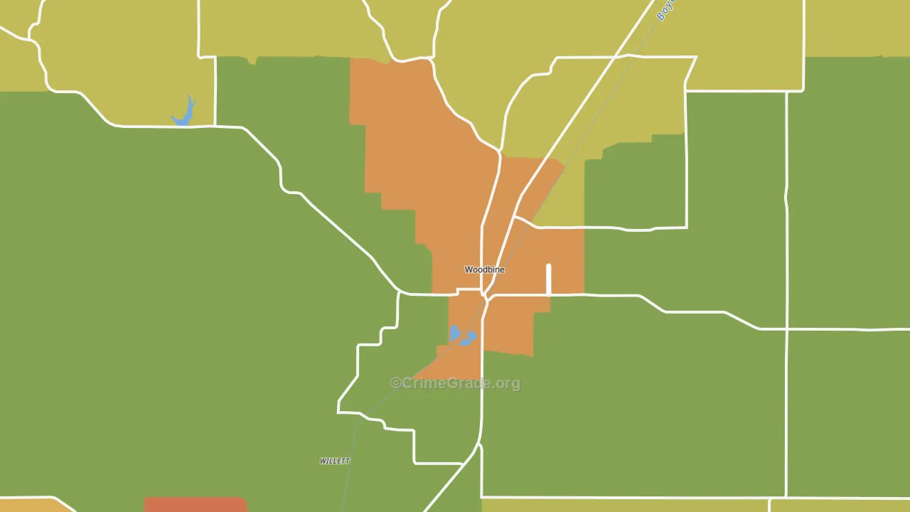 Woodbine, IA Map of Drug-Related Crime Rates