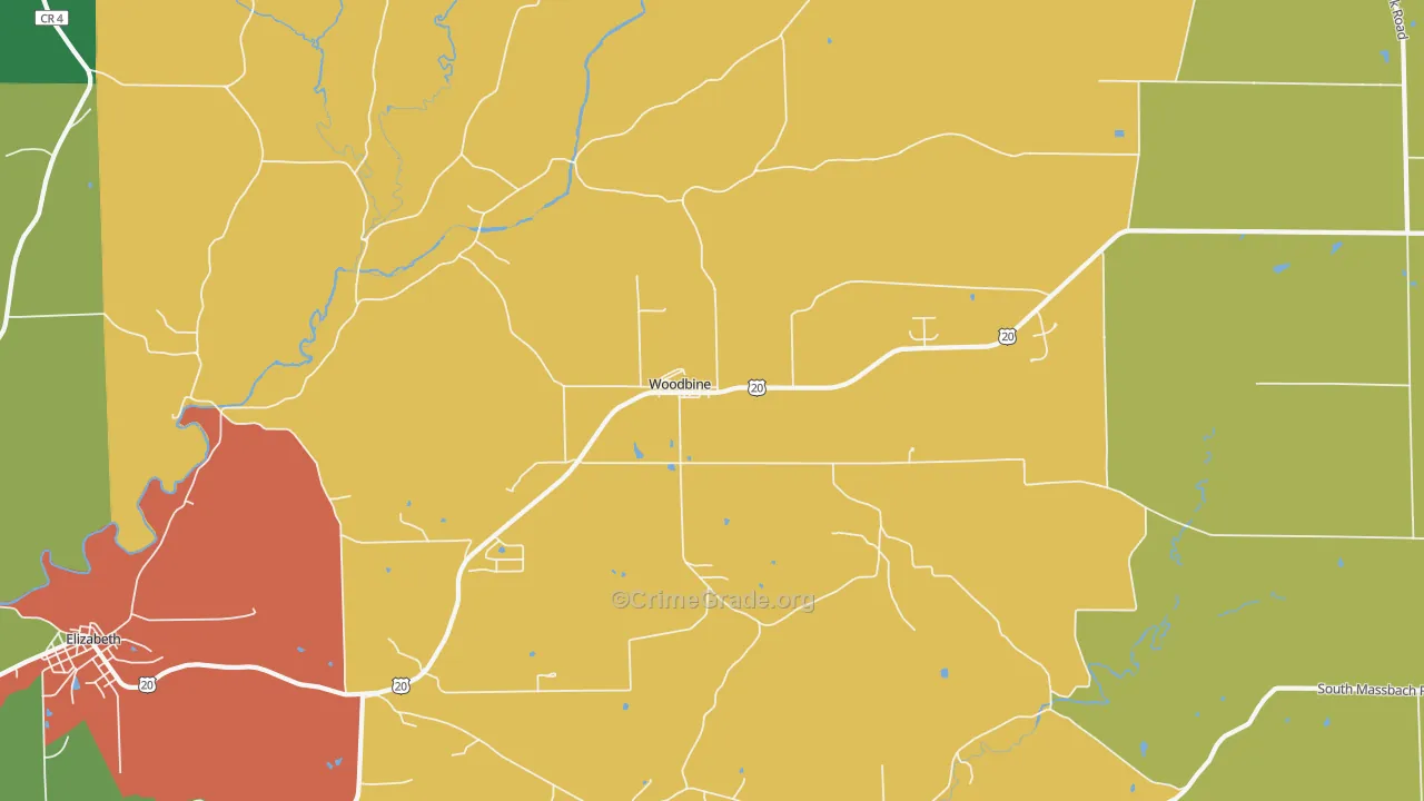 Woodbine, IL Map of Drug-Related Crime Rates