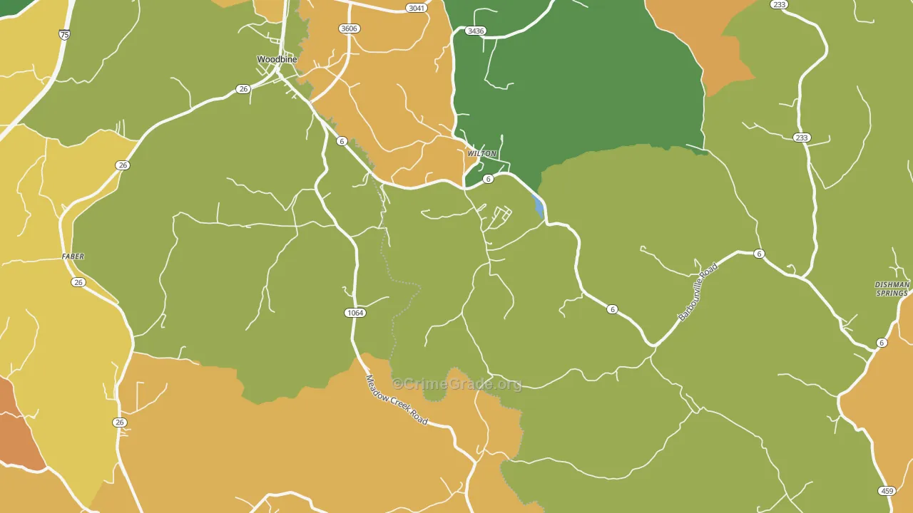 Woodbine, KY Map of Drug-Related Crime Rates