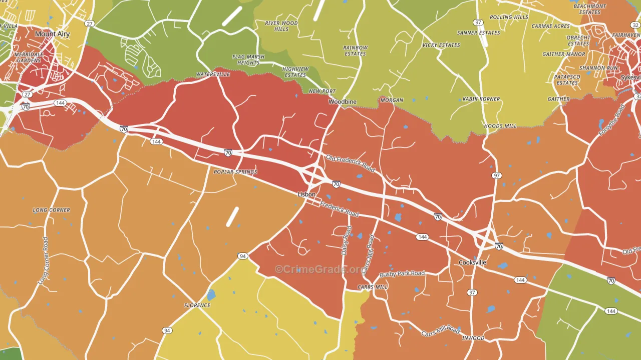 Woodbine, MD Map of Drug-Related Crime Rates
