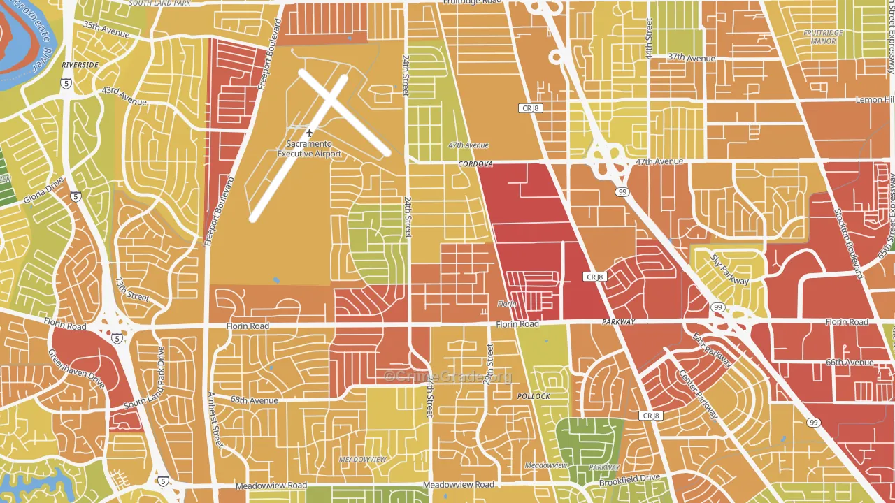 Woodbine, Sacramento, CA Map of Drug-Related Crime Rates