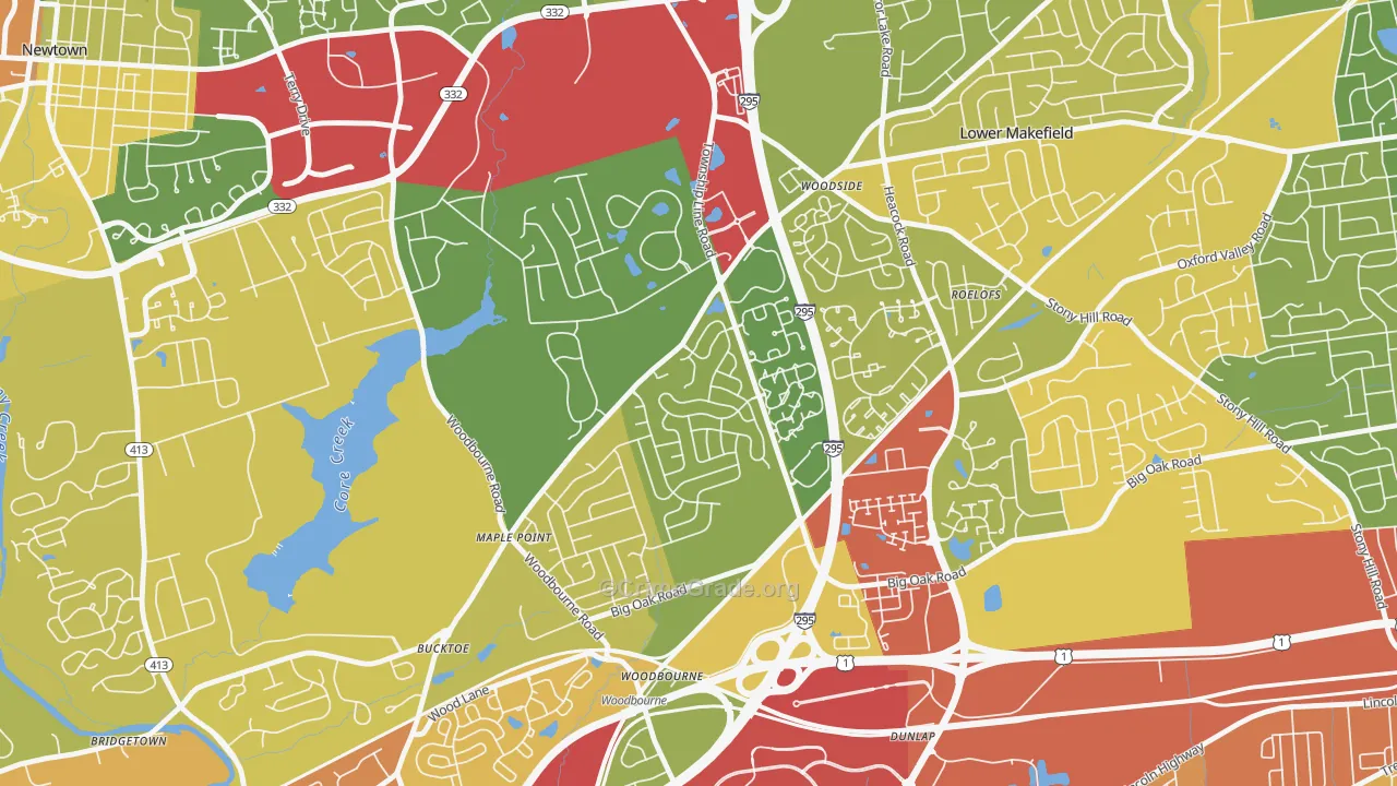 Woodbourne, PA Map of Drug-Related Crime Rates