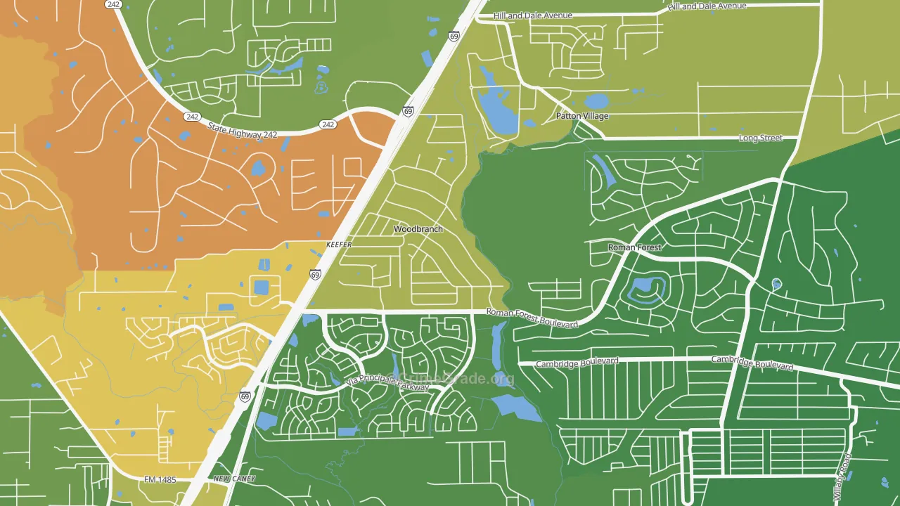 Woodbranch, TX Map of Drug-Related Crime Rates