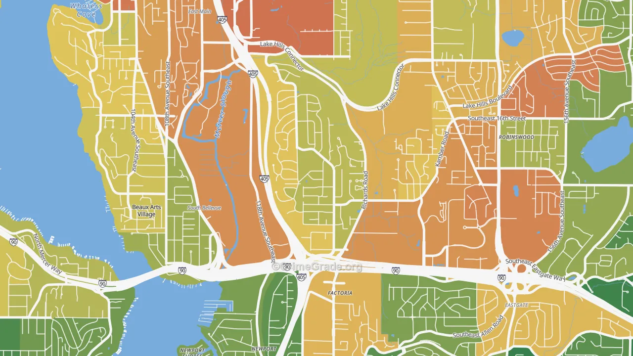 Woodbridge, Bellevue, WA Map of Drug-Related Crime Rates