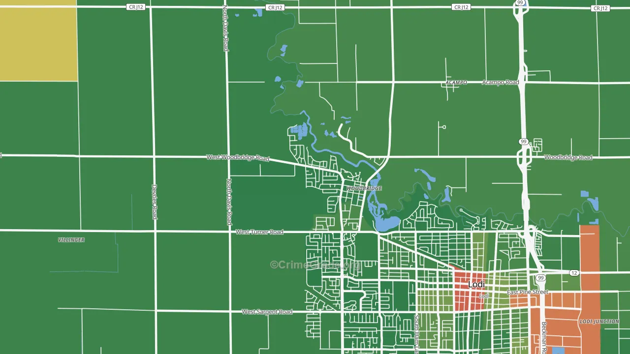 Woodbridge, CA Map of Drug-Related Crime Rates