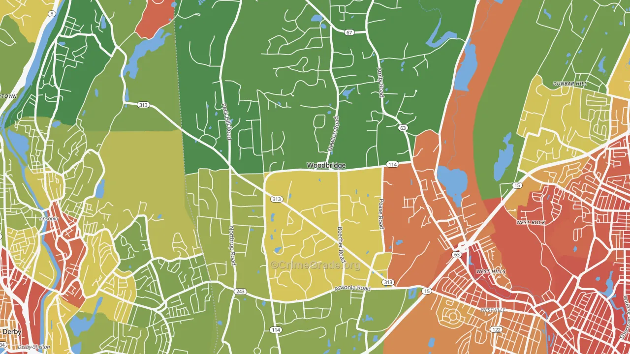 Woodbridge, CT Map of Drug-Related Crime Rates