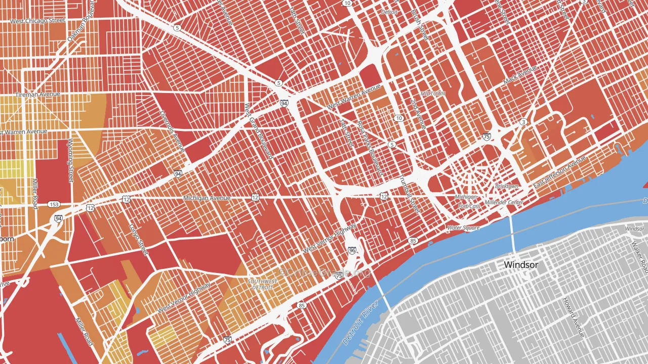Woodbridge, Detroit, MI Map of Drug-Related Crime Rates