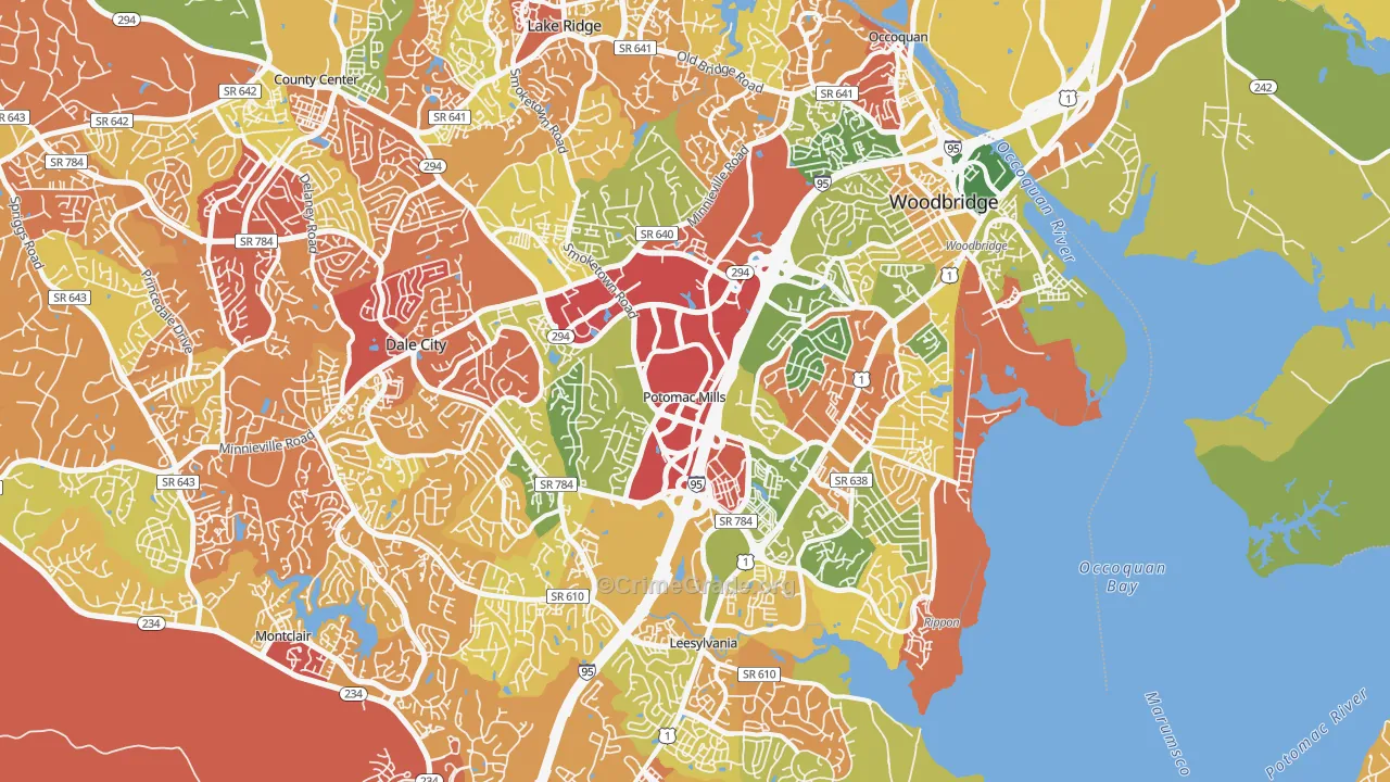 Woodbridge, VA Map of Drug-Related Crime Rates