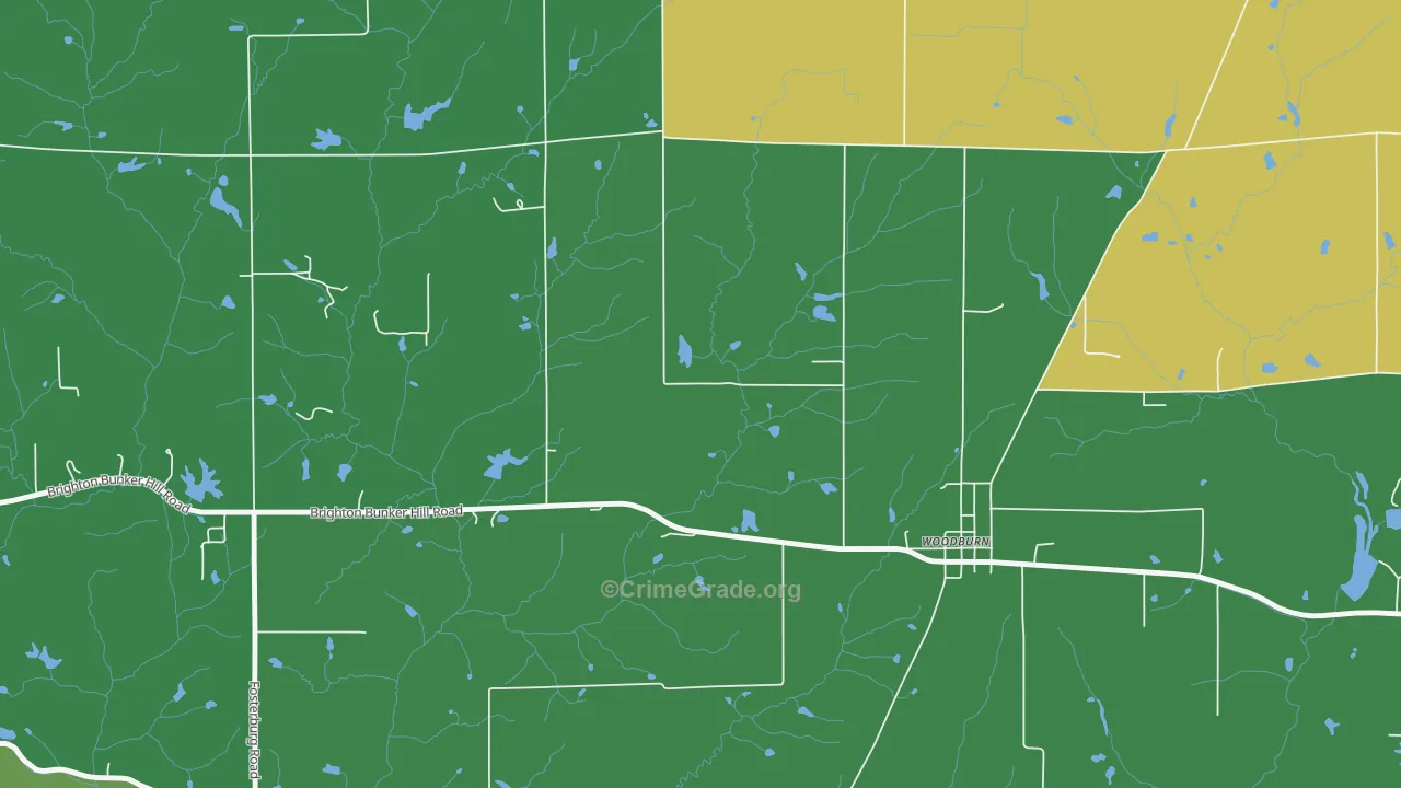 Woodburn, IL Map of Drug-Related Crime Rates