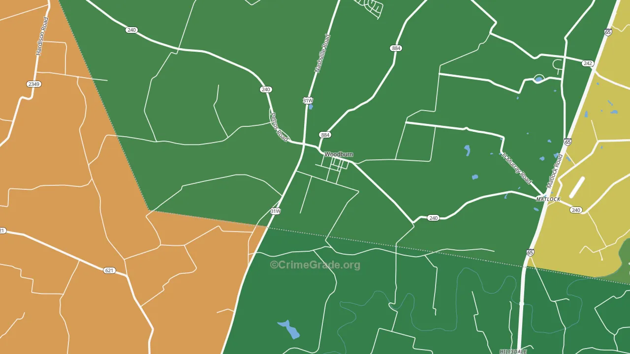 Woodburn, KY Map of Drug-Related Crime Rates