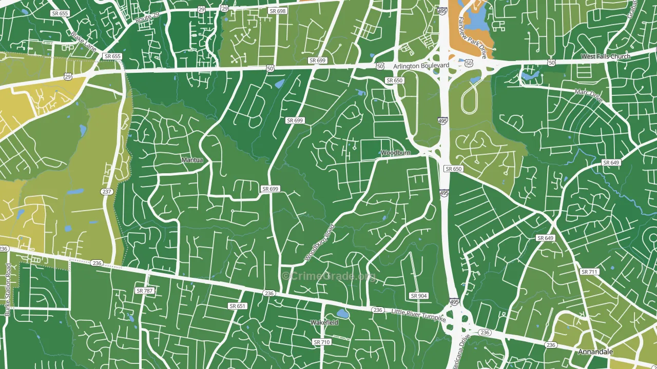Woodburn, VA Map of Drug-Related Crime Rates