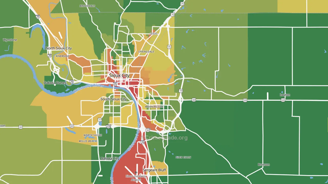 Woodbury County, IA Map of Drug-Related Crime Rates