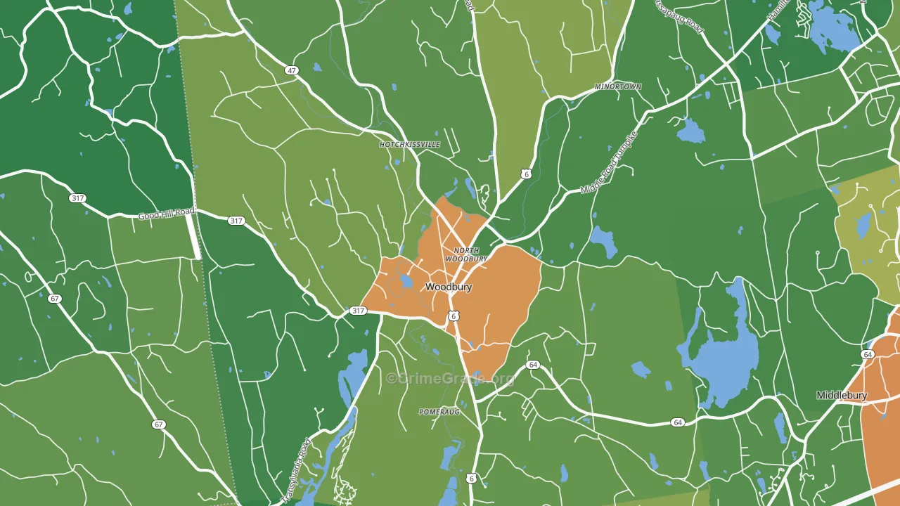 Woodbury, CT Map of Drug-Related Crime Rates