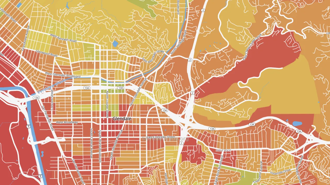 Woodbury-Glendale, Glendale, CA Map of Drug-Related Crime Rates