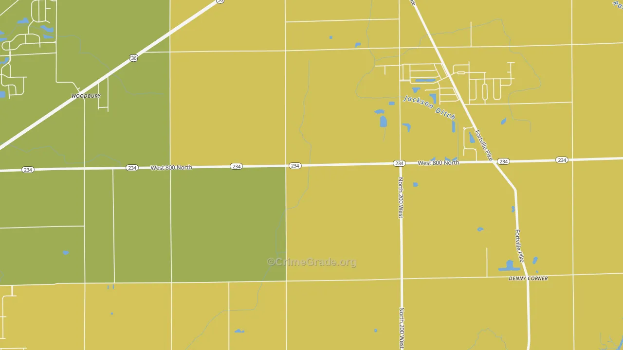 Woodbury, IN Map of Drug-Related Crime Rates
