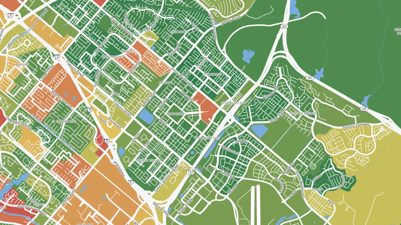 Woodbury, Irvine, CA Map of Drug-Related Crime Rates