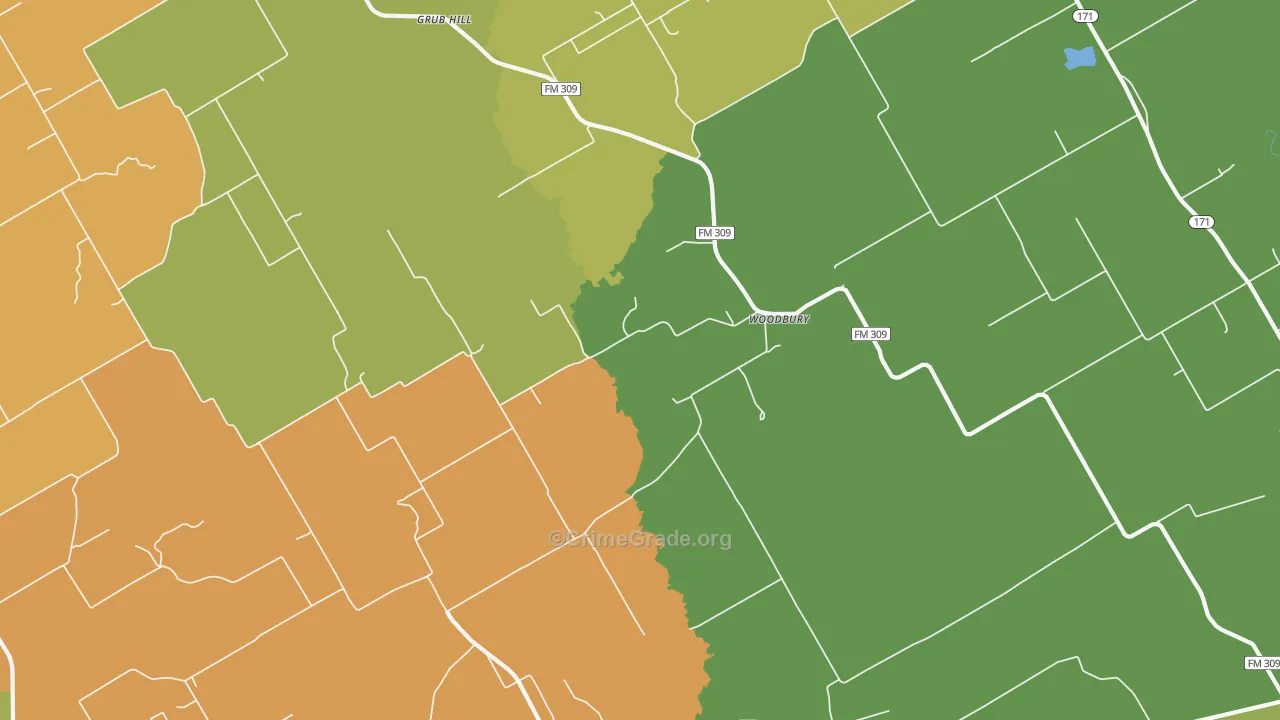 Woodbury, TX Map of Drug-Related Crime Rates