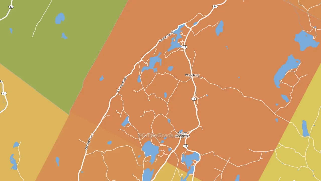 Woodbury, VT Map of Drug-Related Crime Rates