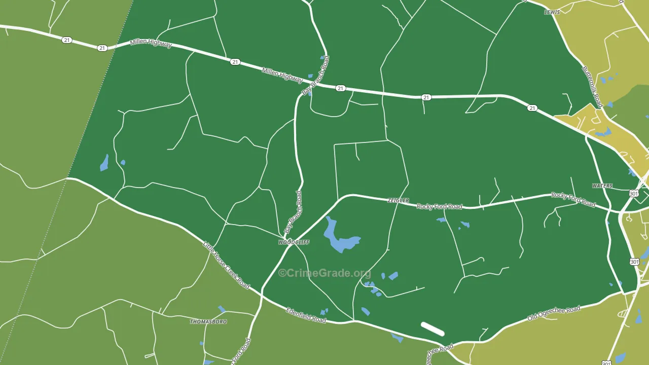 Woodcliff, GA Map of Drug-Related Crime Rates