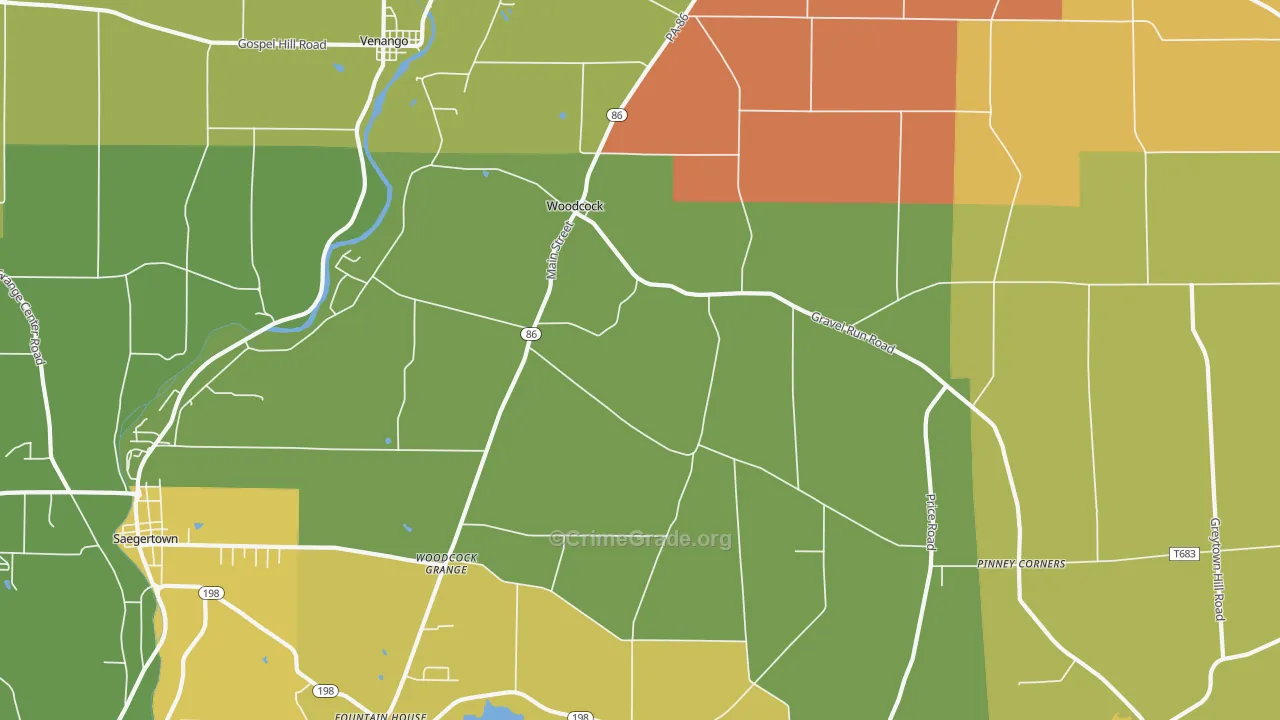 Woodcock, PA Map of Drug-Related Crime Rates