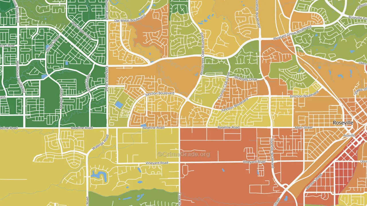 Woodcreek Oaks, Roseville, CA Map of Drug-Related Crime Rates