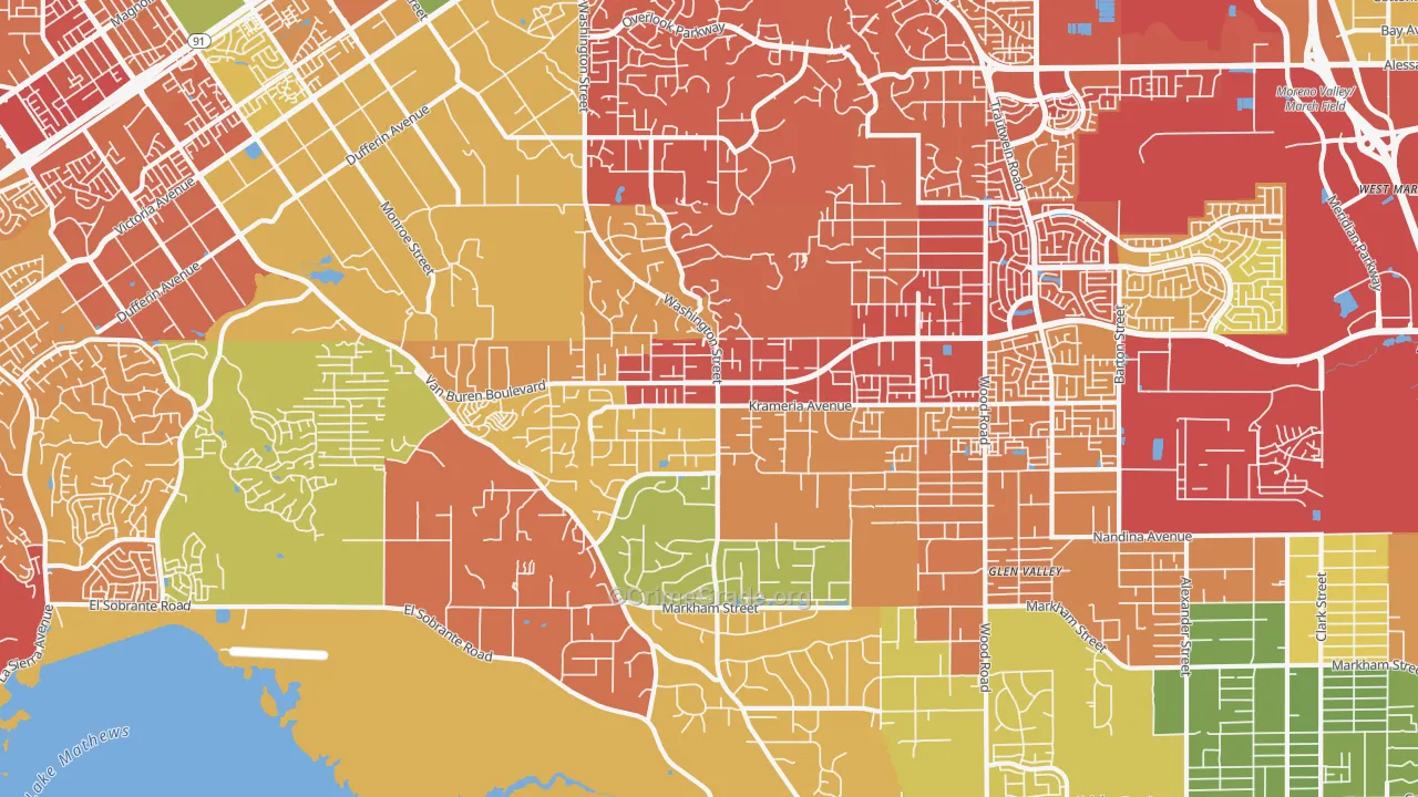 Woodcrest, CA Map of Drug-Related Crime Rates