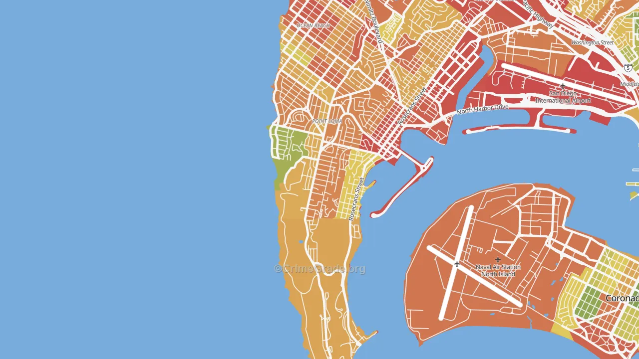 Wooded Area, San Diego, CA Map of Drug-Related Crime Rates