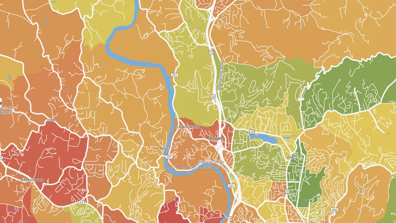 Woodfin, NC Map of Drug-Related Crime Rates