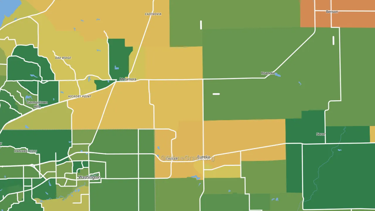 Woodford County, IL Map of Drug-Related Crime Rates