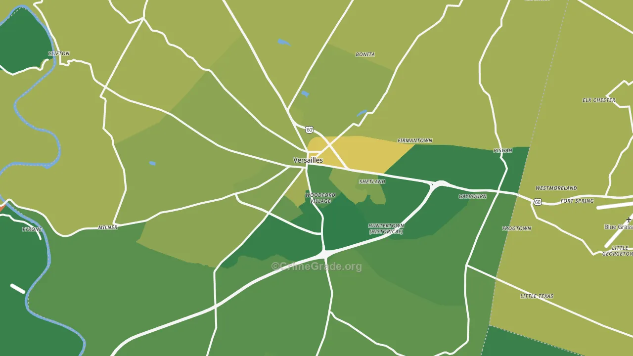 Woodford County, KY Map of Drug-Related Crime Rates