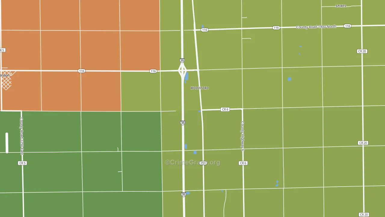 Woodford, IL Map of Drug-Related Crime Rates