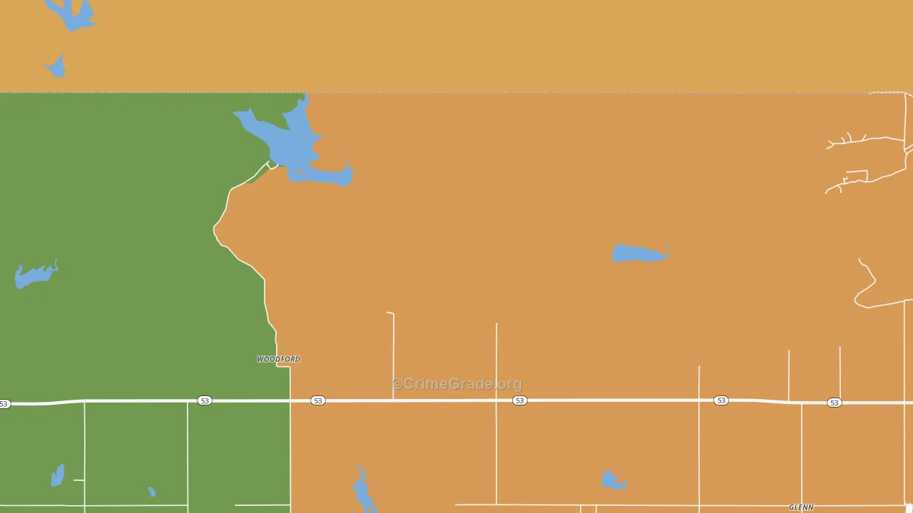 Woodford, OK Map of Drug-Related Crime Rates
