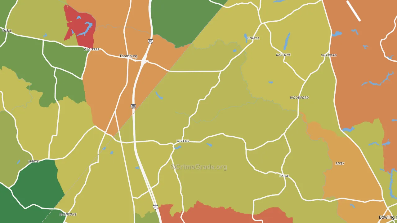 Woodford, VA Map of Drug-Related Crime Rates