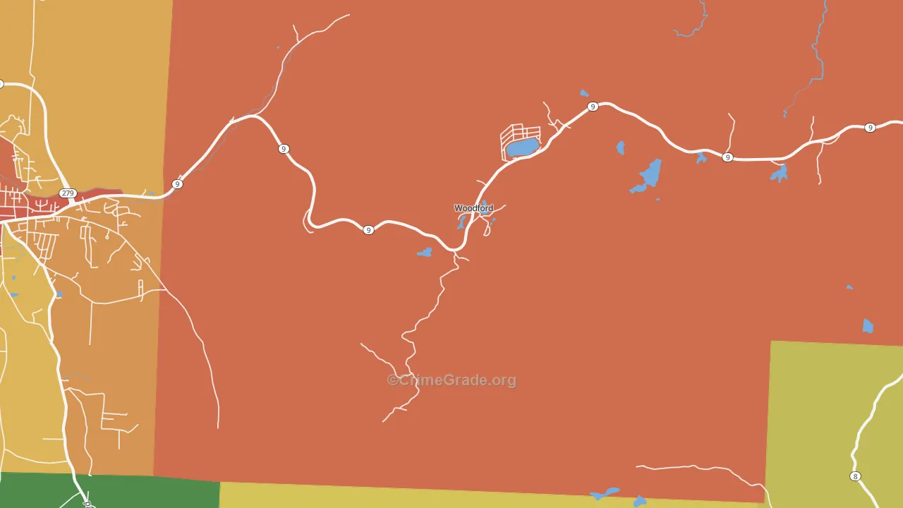 Woodford, VT Map of Drug-Related Crime Rates