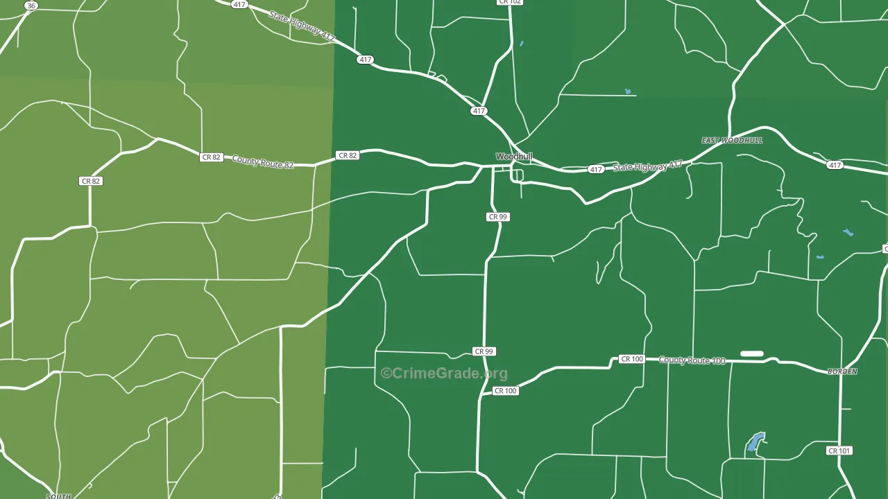 Woodhull, NY Map of Drug-Related Crime Rates