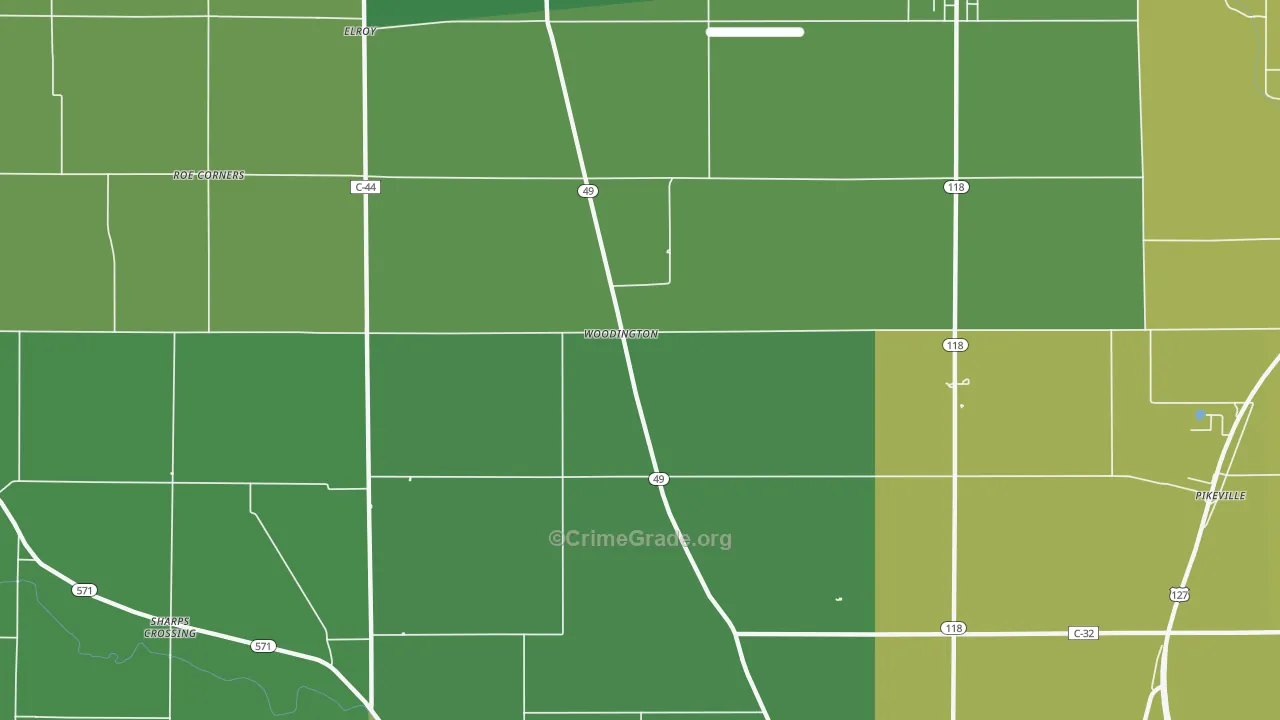 Woodington, OH Map of Drug-Related Crime Rates