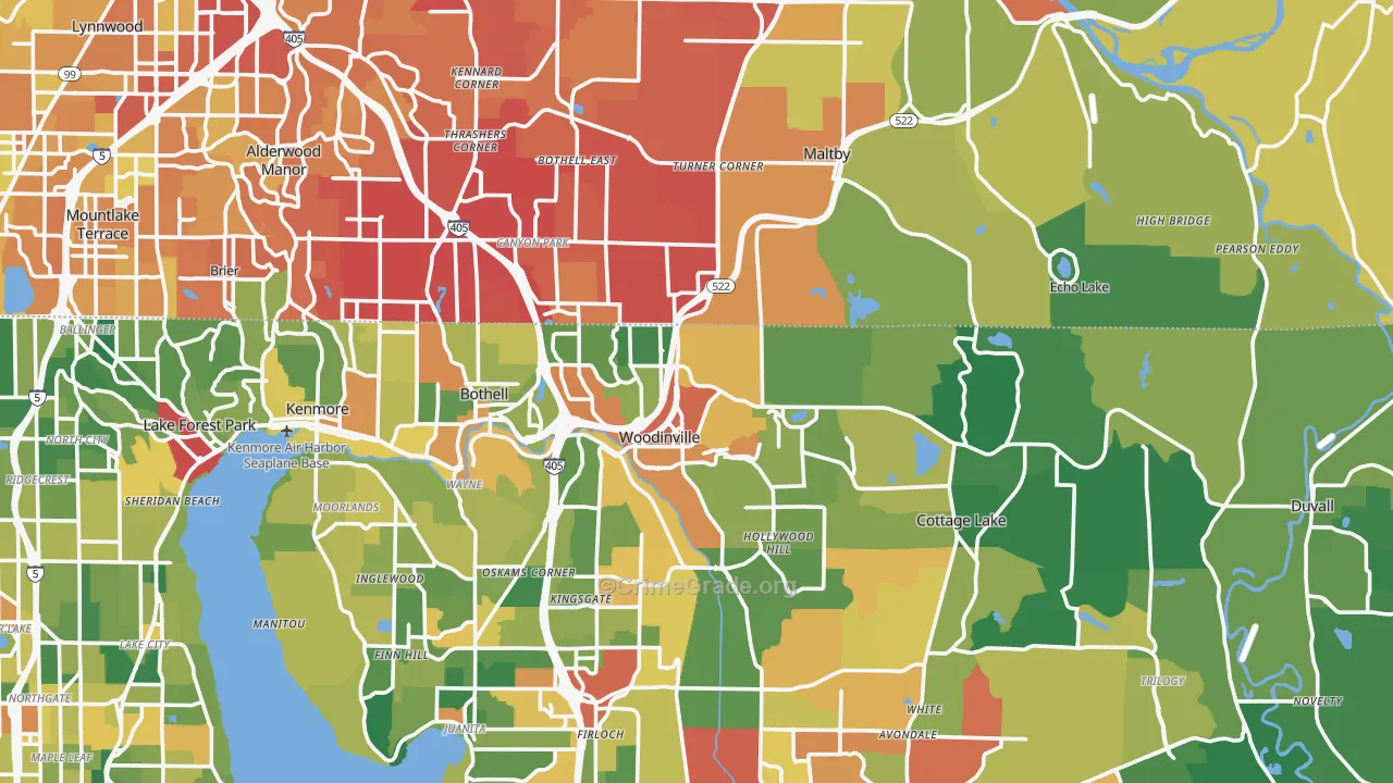 Woodinville, WA Map of Drug-Related Crime Rates