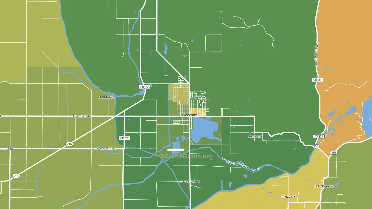 Woodlake, CA Map of Drug-Related Crime Rates