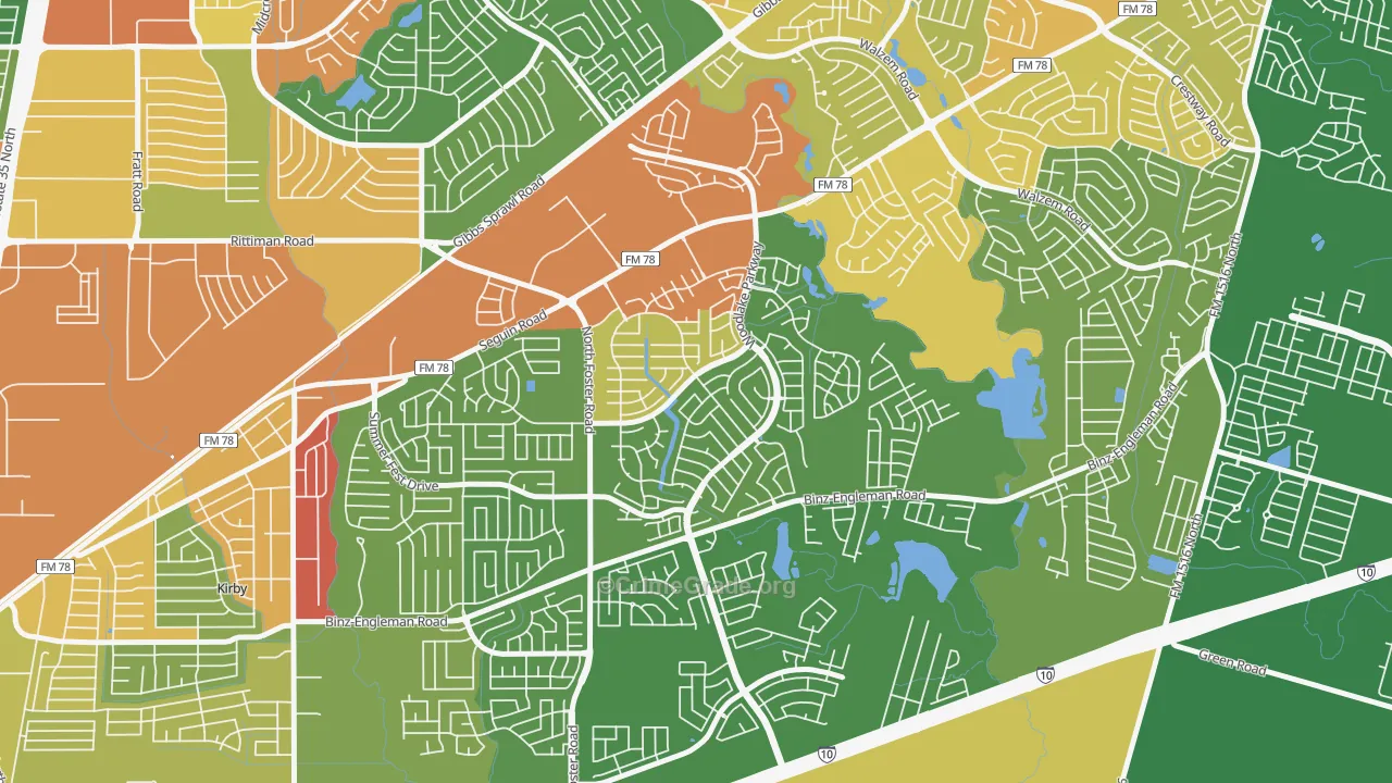 Woodlake, San Antonio, TX Map of Drug-Related Crime Rates