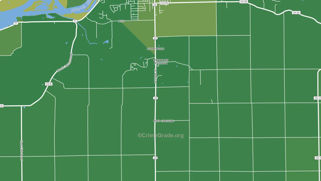 Woodland Addition, IL Map of Drug-Related Crime Rates