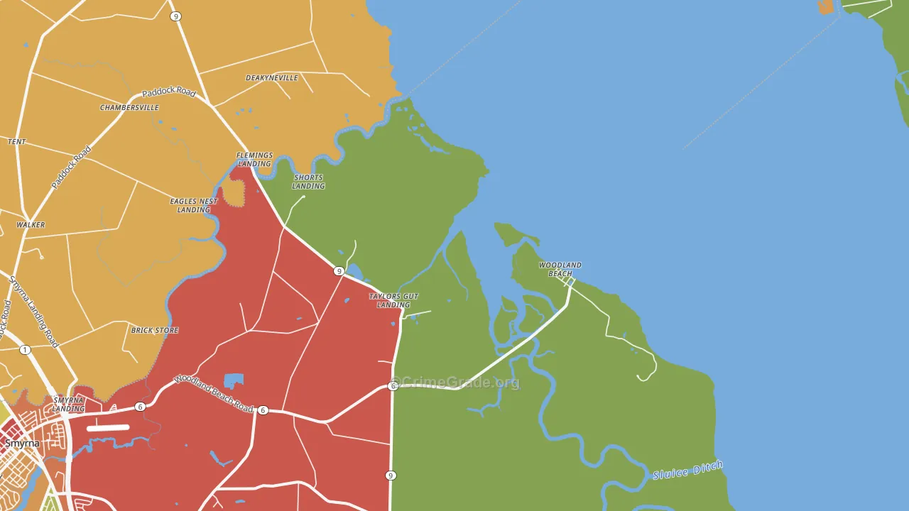 Woodland Beach, DE Map of Drug-Related Crime Rates