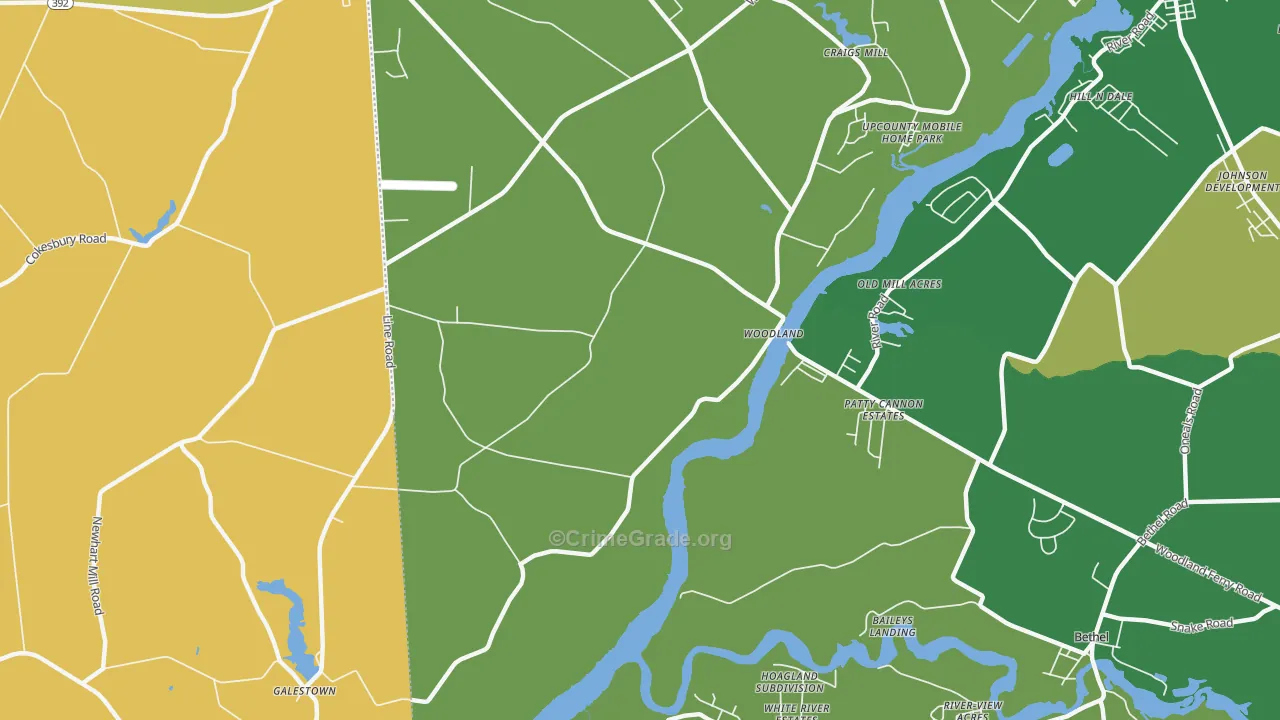 Woodland, DE Map of Drug-Related Crime Rates
