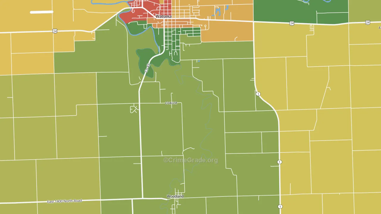Woodland, IL Map of Drug-Related Crime Rates