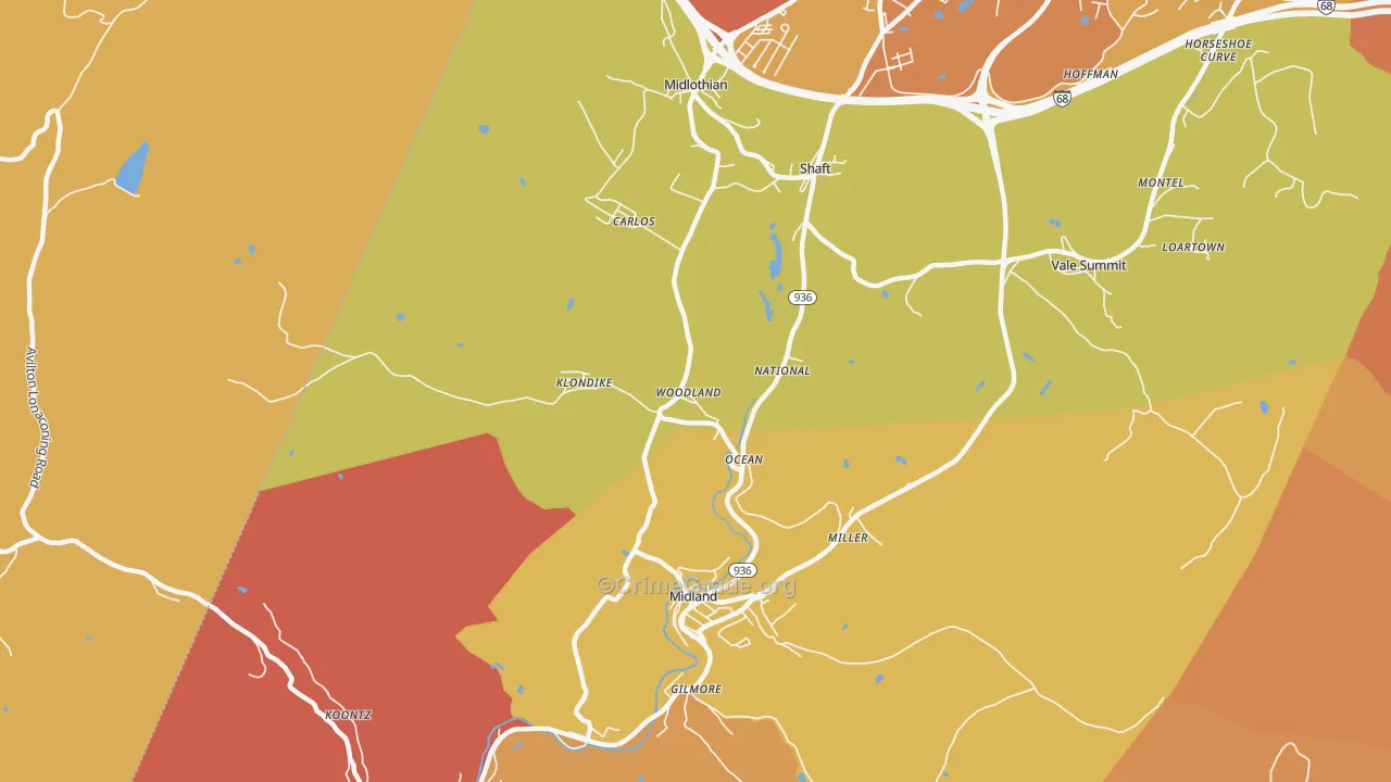 Woodland, MD Map of Drug-Related Crime Rates