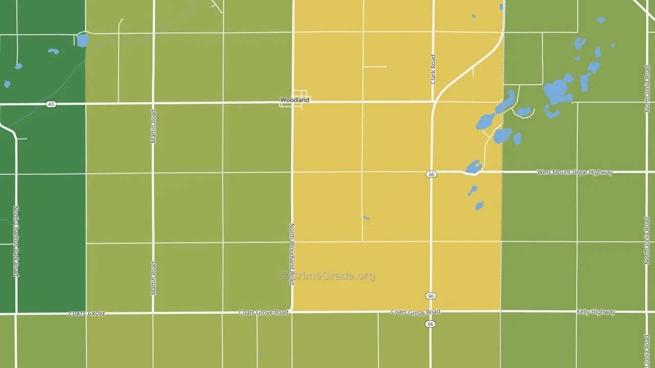 Woodland, MI Map of Drug-Related Crime Rates
